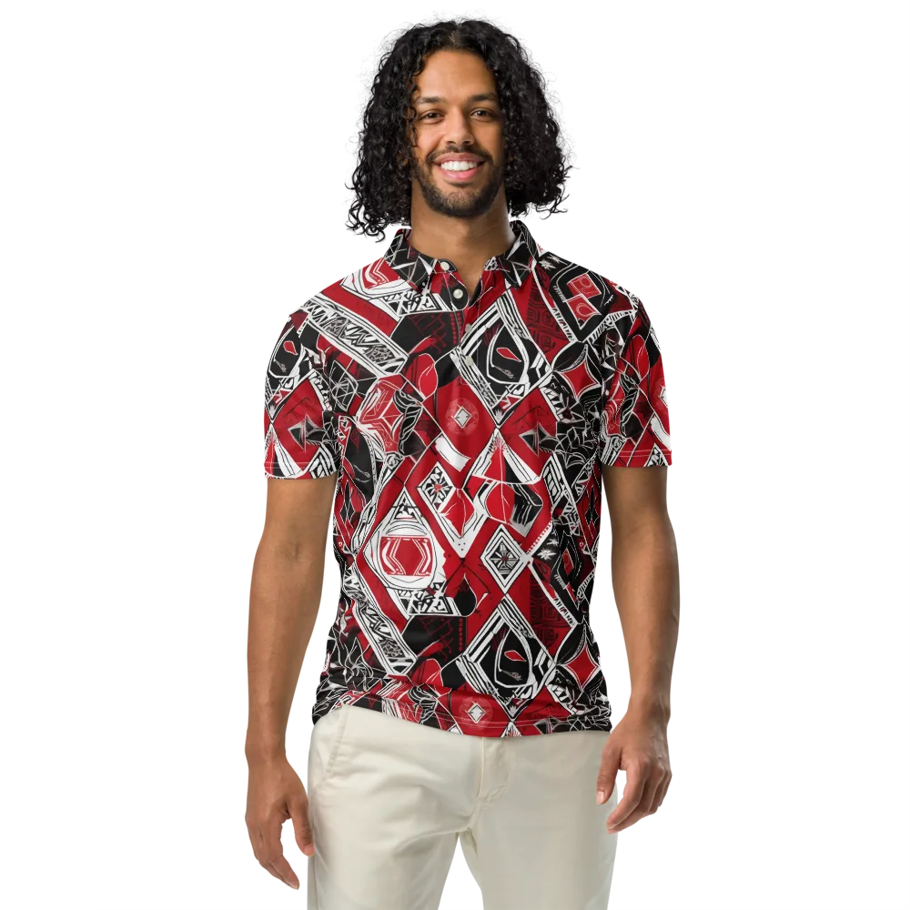 Rouge Geometry on Men's Slim Fit Polo Shirt — Front