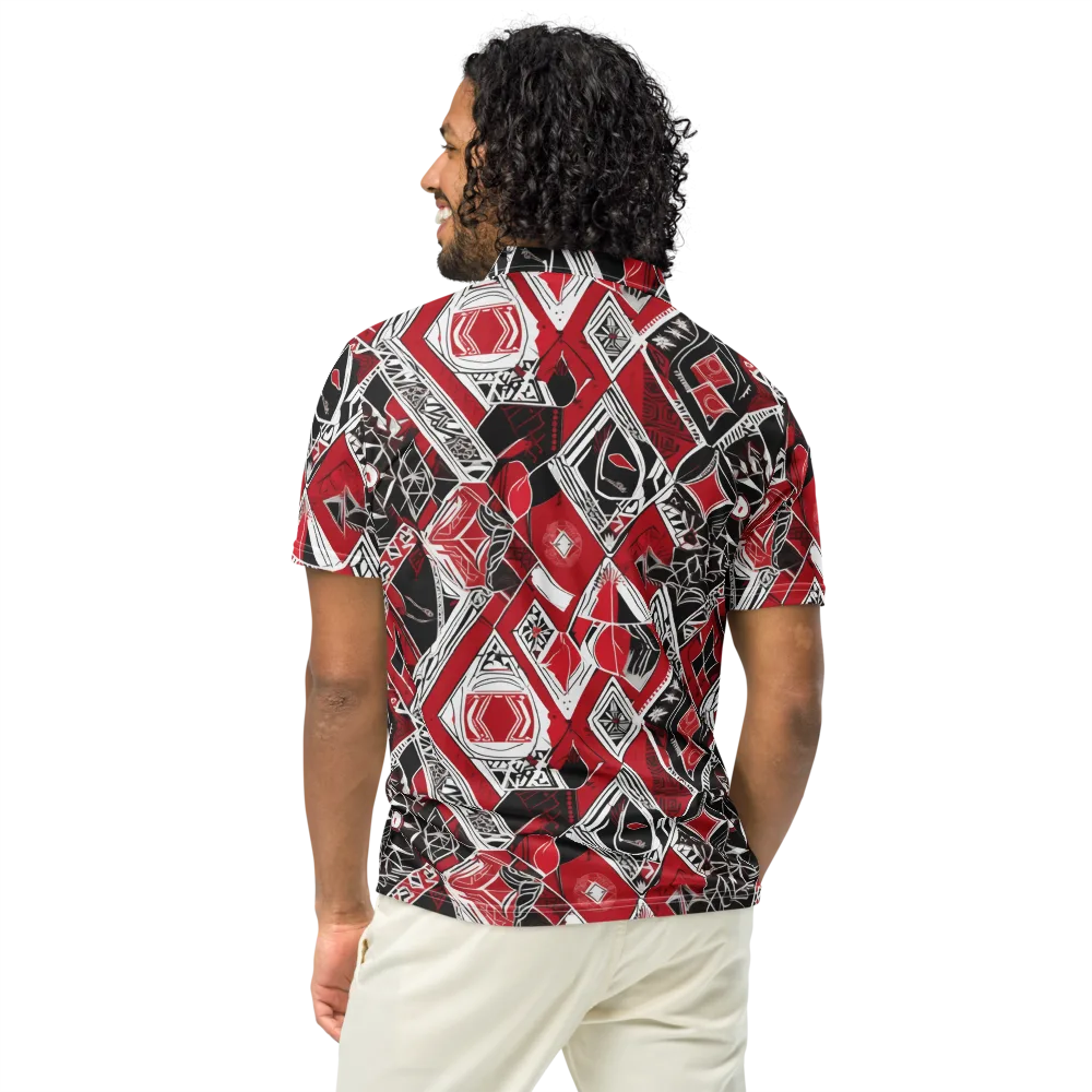 Rouge Geometry on Men's Slim Fit Polo Shirt — Back