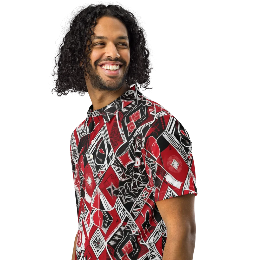 Rouge Geometry on Men's Slim Fit Polo Shirt — Left Front