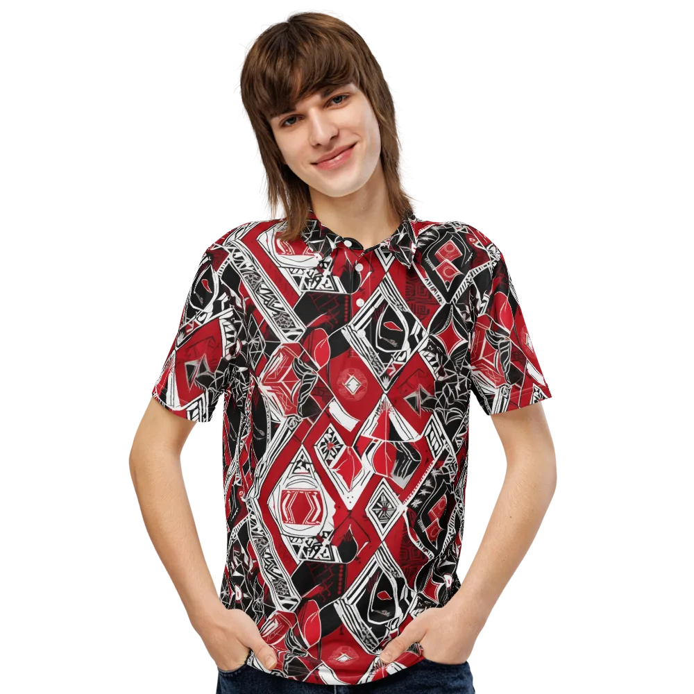 Rouge Geometry on Men's Slim Fit Polo Shirt — Front