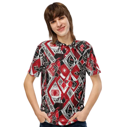 Rouge Geometry on a Men's Slim Fit Polo Shirt