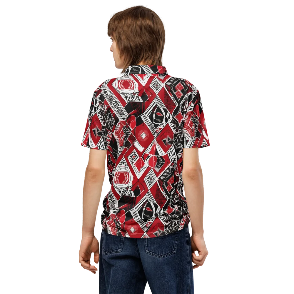 Rouge Geometry on Men's Slim Fit Polo Shirt — Back
