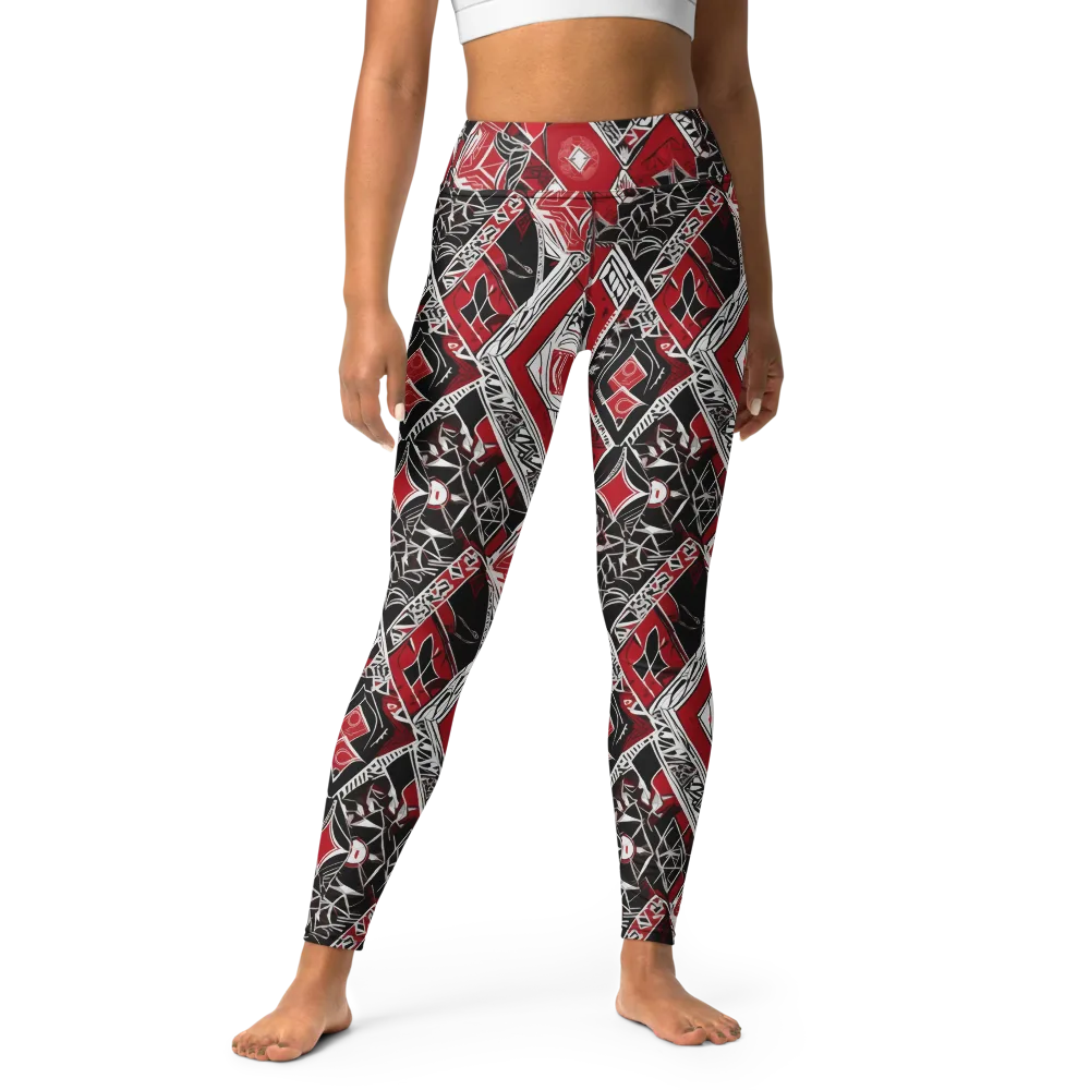 Rouge Geometry on Yoga Leggings — Front