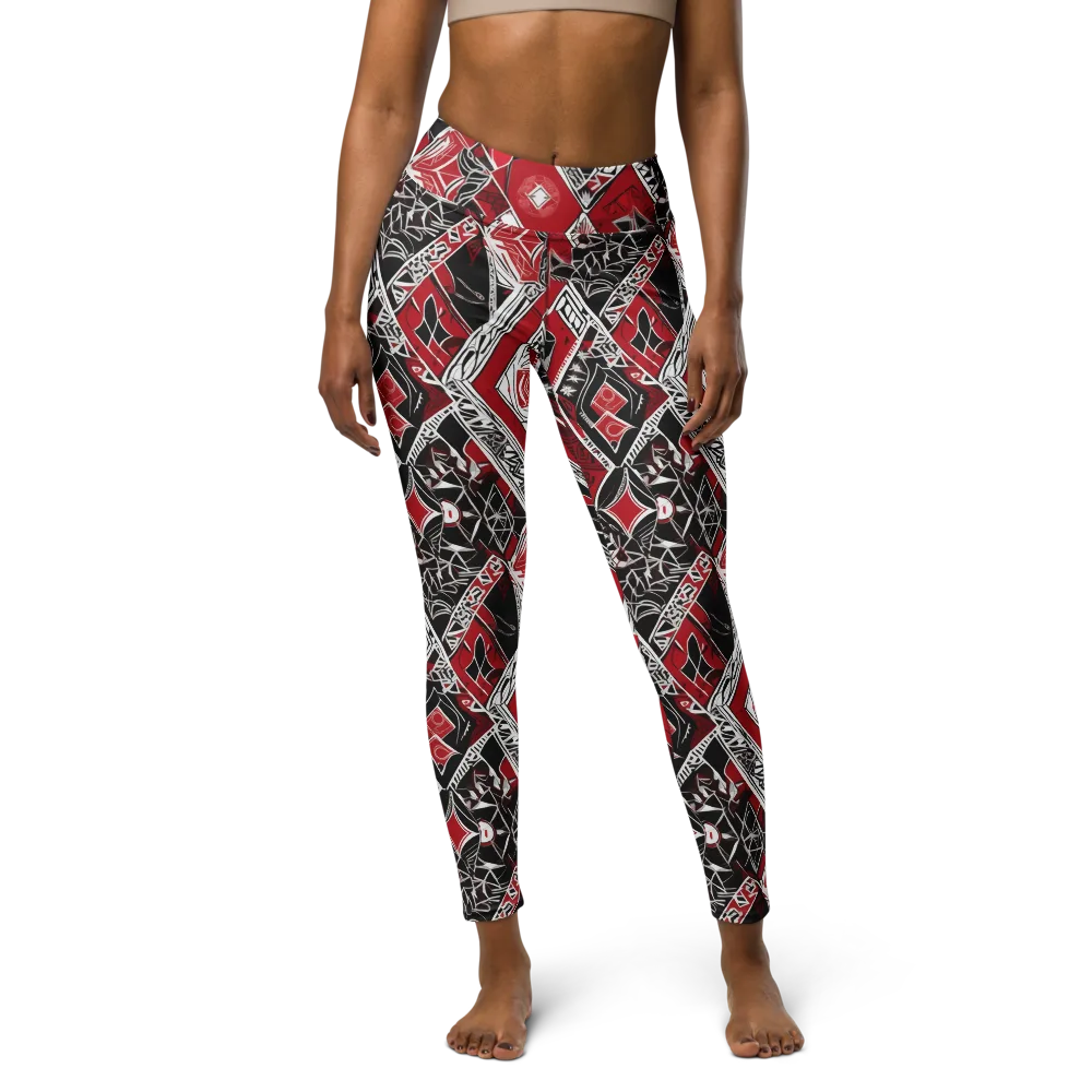 Rouge Geometry on Yoga Leggings — Front