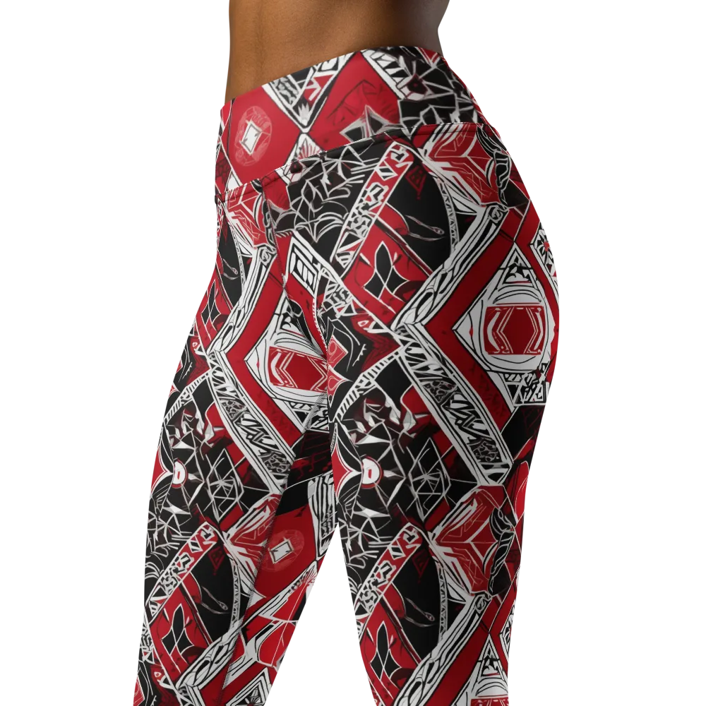 Rouge Geometry on Yoga Leggings — Left Front