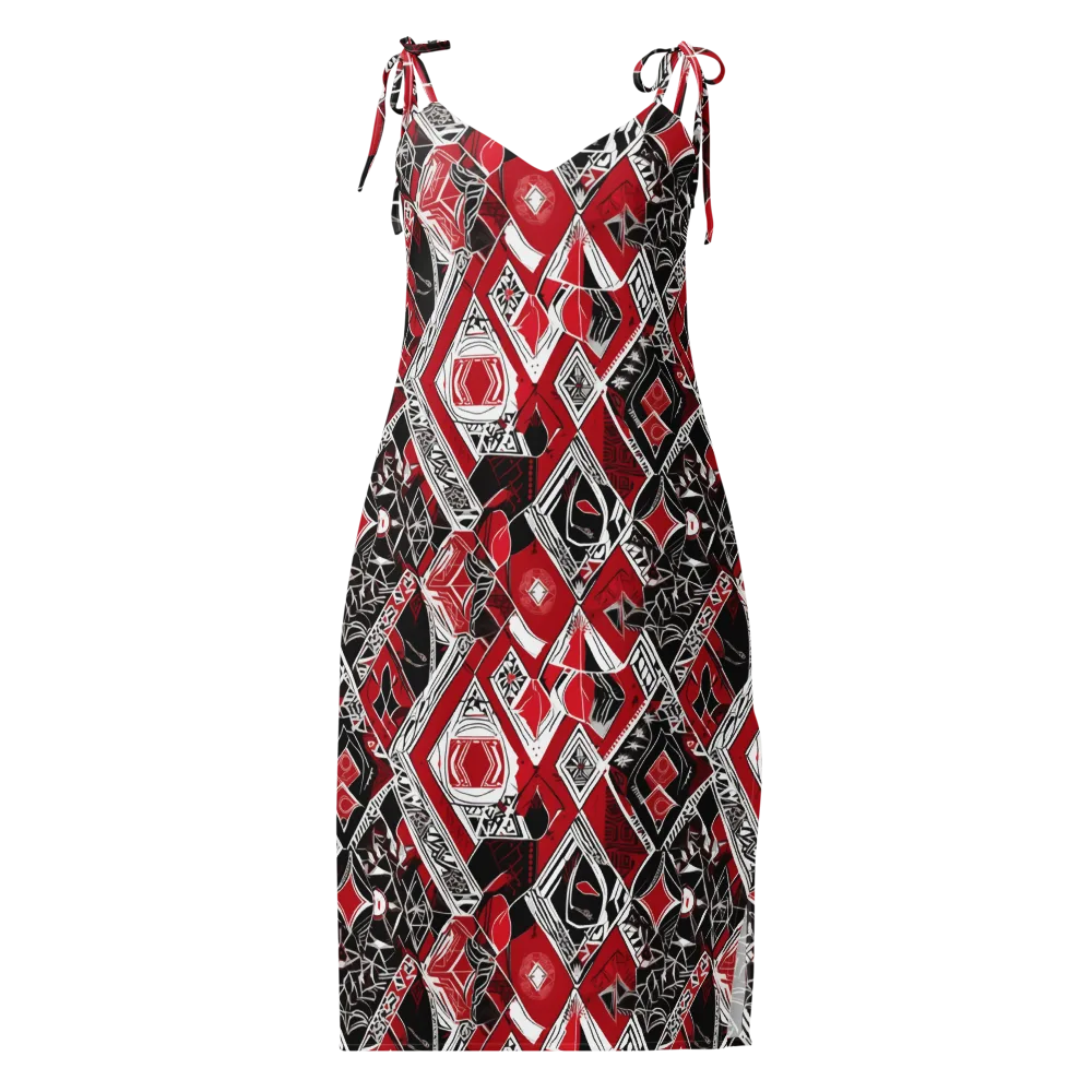 Rouge Geometry on Slip Dress — Front