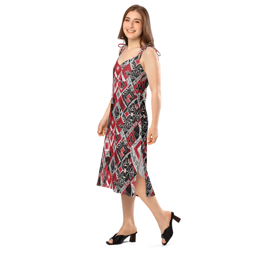 Rouge Geometry on Slip Dress — Left Front