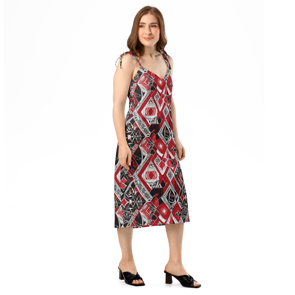 Rouge Geometry on Slip Dress — Right Front
