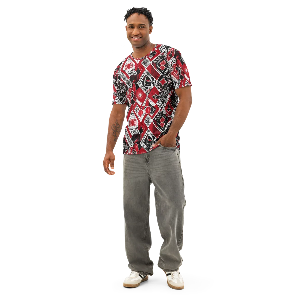 Rouge Geometry on Men's Cotton Crew Neck T-Shirt — Front