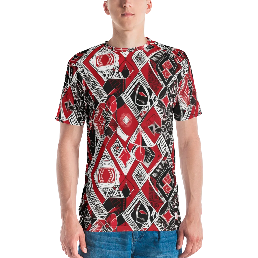 Rouge Geometry on Men's Crew Neck T-Shirt — Front