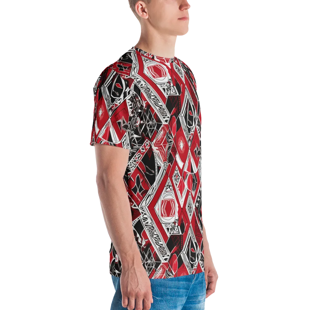 Rouge Geometry on Men's Crew Neck T-Shirt — Right