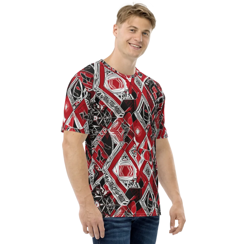 Rouge Geometry on Men's Crew Neck T-Shirt — Right