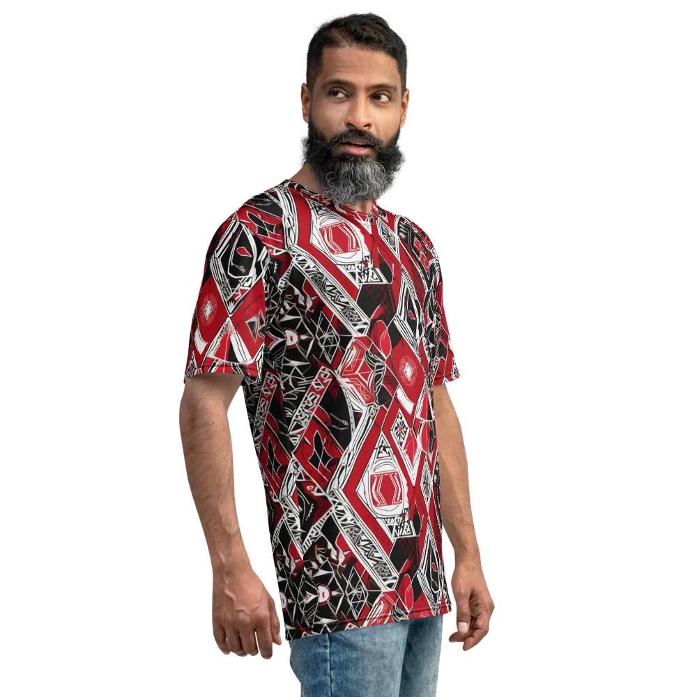Rouge Geometry on Men's Crew Neck T-Shirt — Right