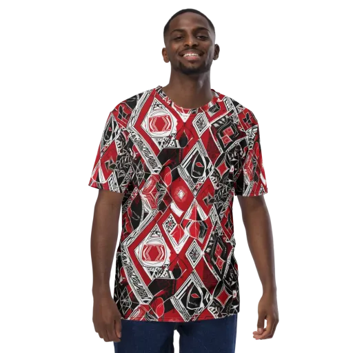 Rouge Geometry on a Men's Crew Neck T-Shirt