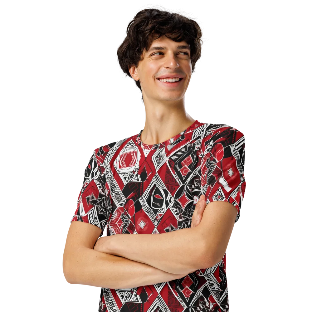 Rouge Geometry on Men's Crew Neck T-Shirt — Left Front