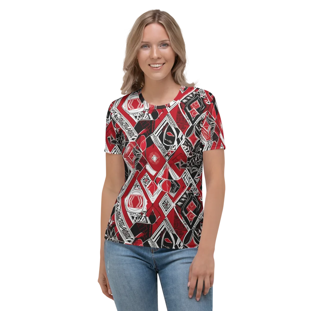 Rouge Geometry on Women's Crew Neck T-Shirt — Front