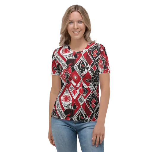 Rouge Geometry on a Women's Crew Neck T-Shirt