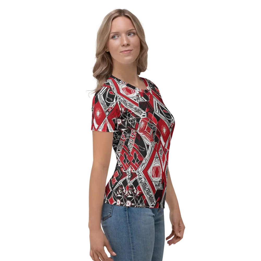 Rouge Geometry on Women's Crew Neck T-Shirt — Right