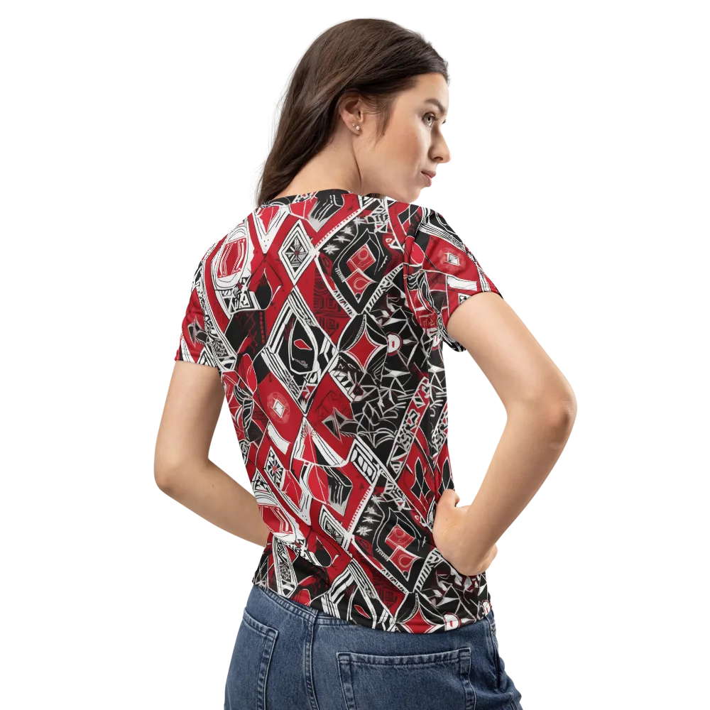 Rouge Geometry on Women's Crew Neck T-Shirt — Back