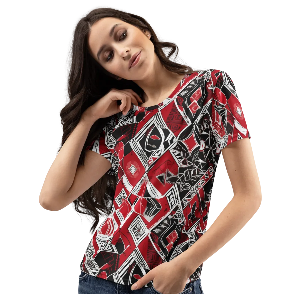 Rouge Geometry on Women's Crew Neck T-Shirt — Left Front