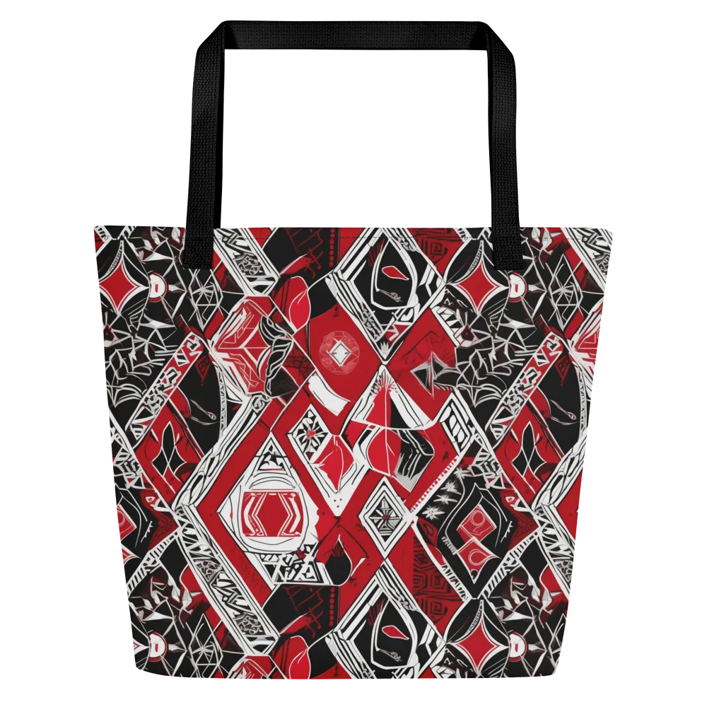 Rouge Geometry on Large Tote Bag W/ Pocket — Front