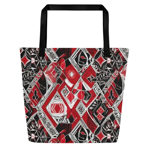 Rouge Geometry on a Large Tote Bag W/ Pocket