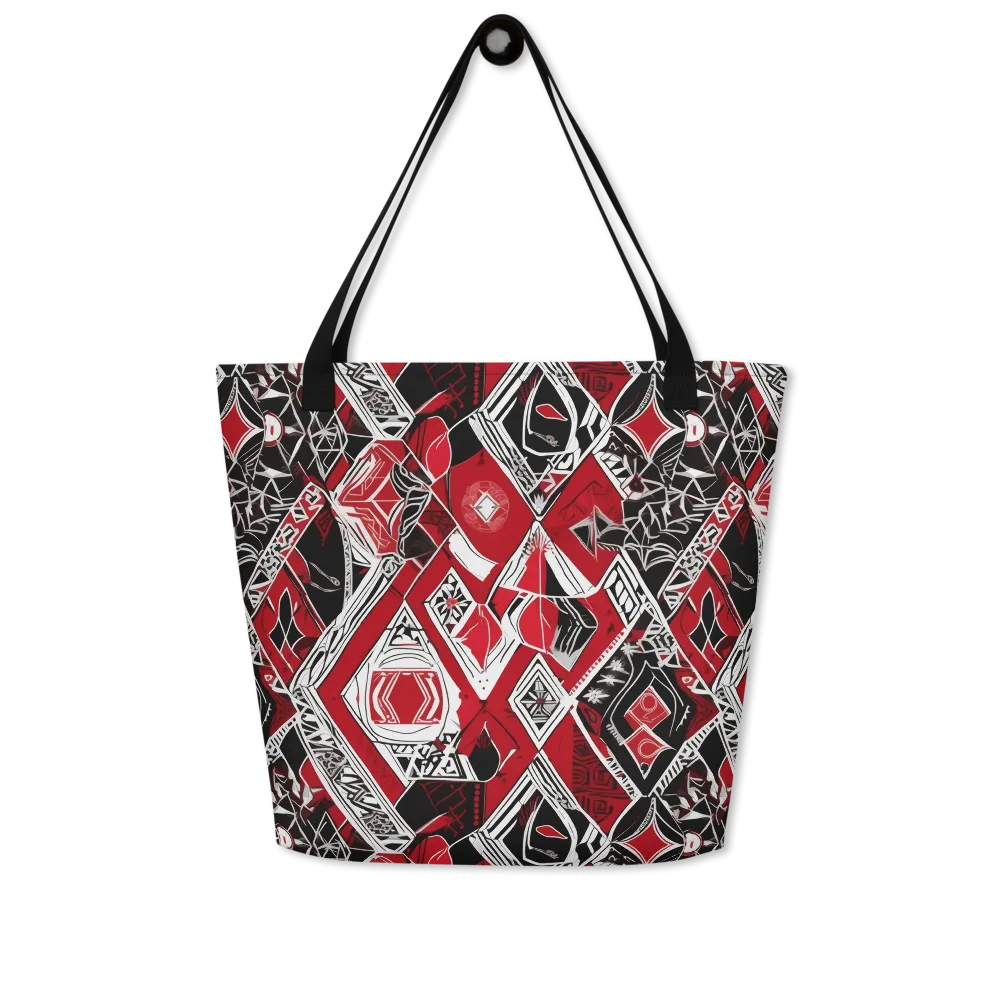Rouge Geometry on Large Tote Bag W/ Pocket — Front