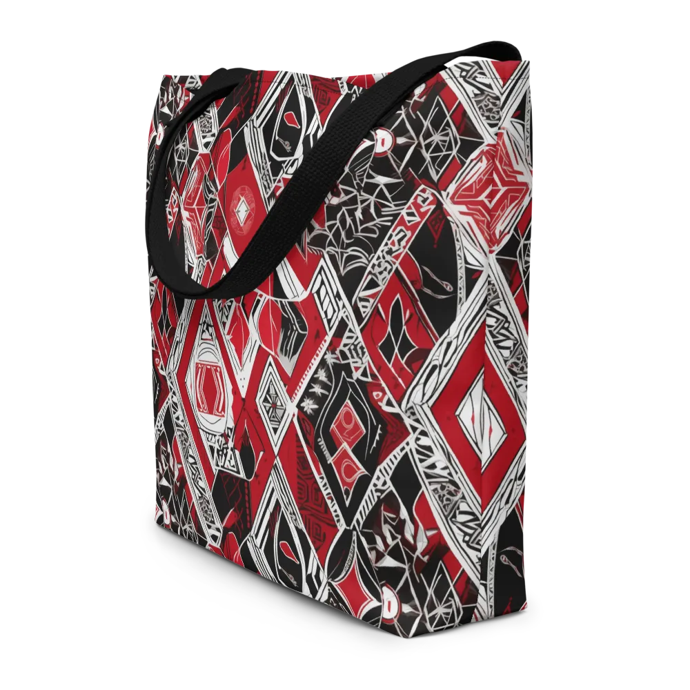 Rouge Geometry on Large Tote Bag W/ Pocket — Front