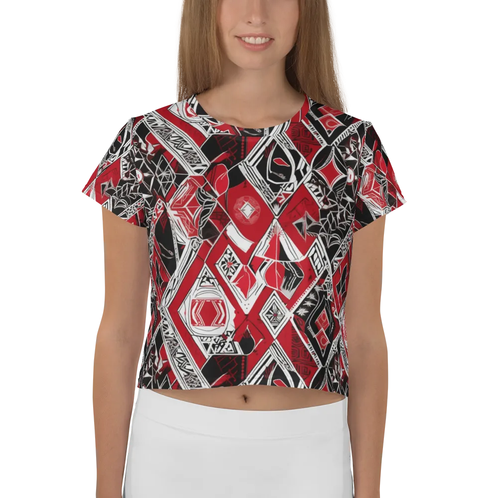 Rouge Geometry on Crop Tee — Front