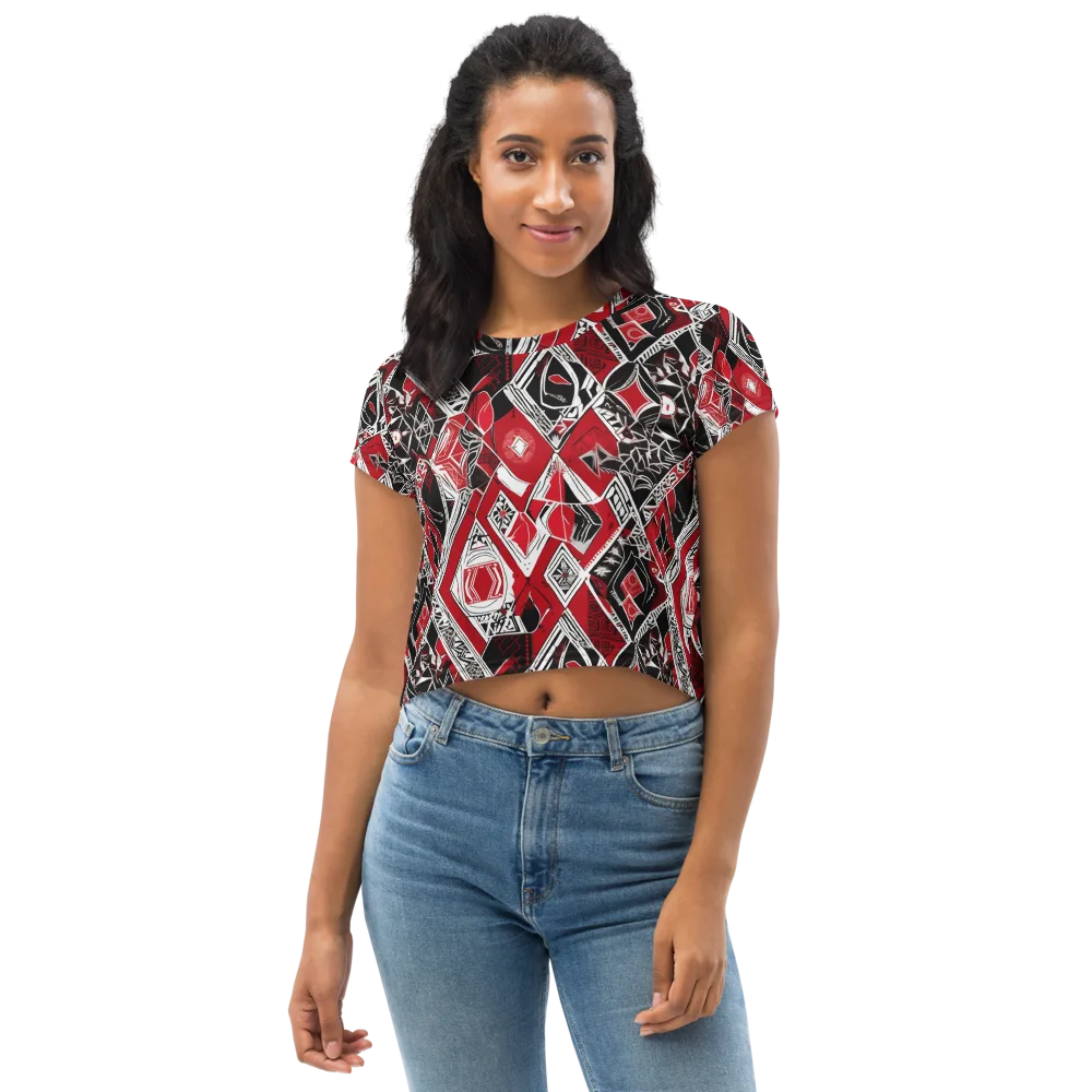 Rouge Geometry on Crop Tee — Front