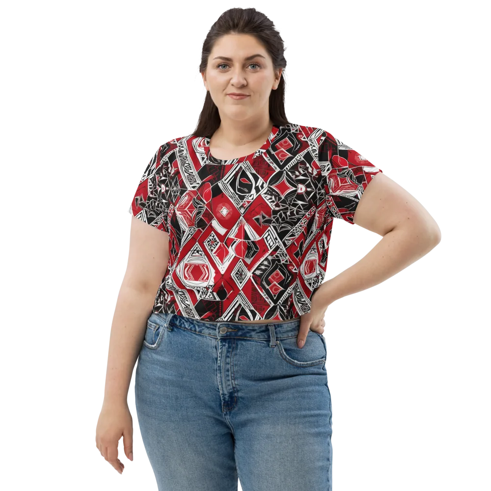 Rouge Geometry on Crop Tee — Front