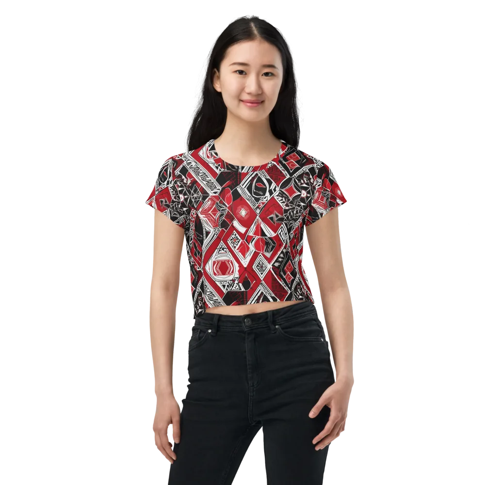 Rouge Geometry on Crop Tee — Front