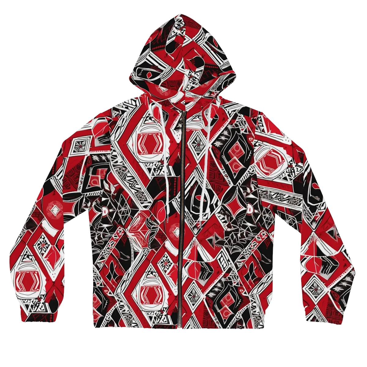 Rouge Geometry on Women's Full-Zip Hoodie — Front