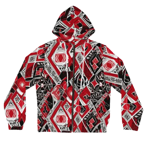 Rouge Geometry on a Women's Full-Zip Hoodie