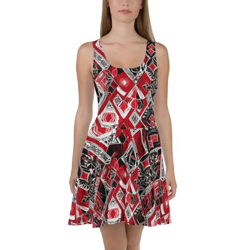 Rouge Geometry on a Skater Dress