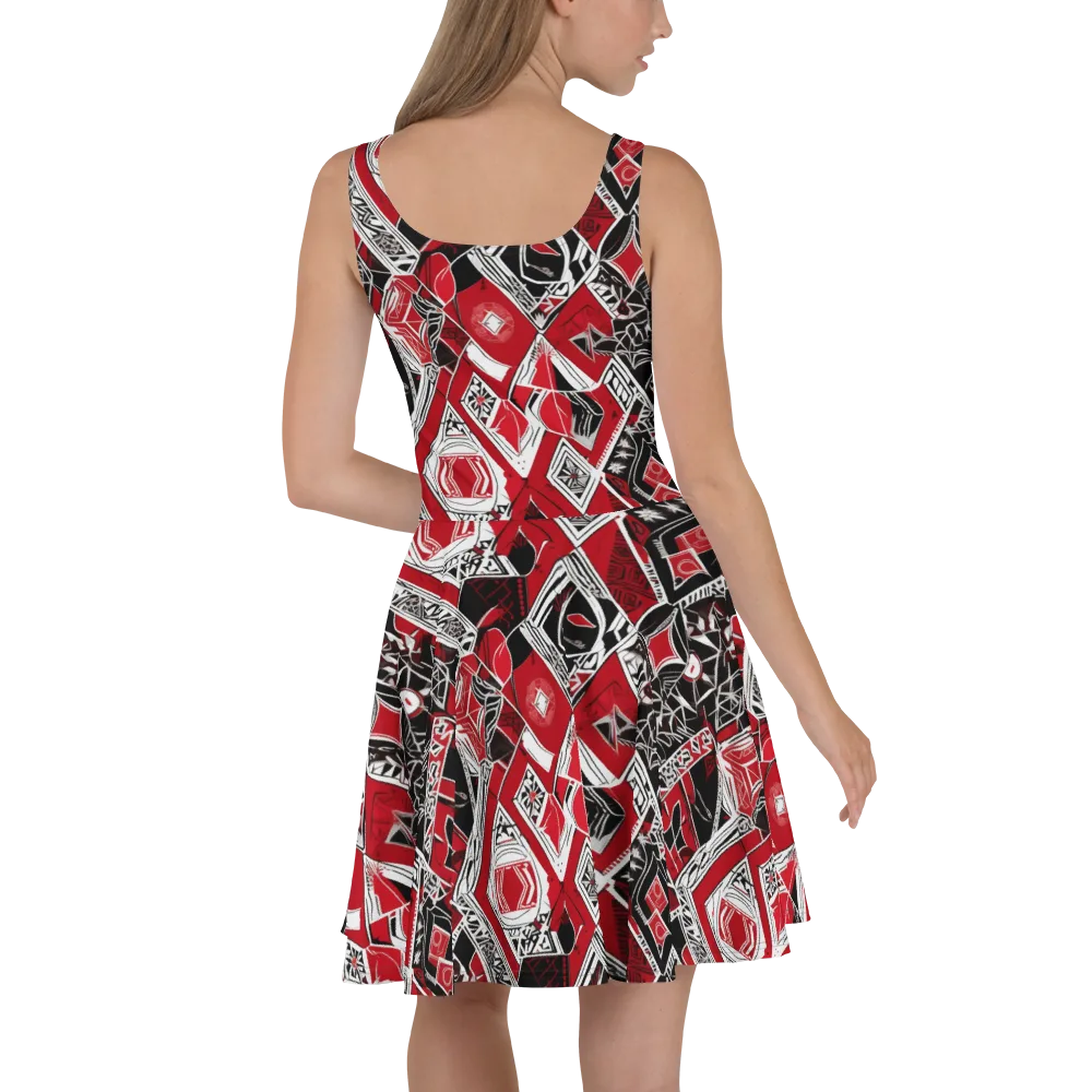 Rouge Geometry on Skater Dress — Back