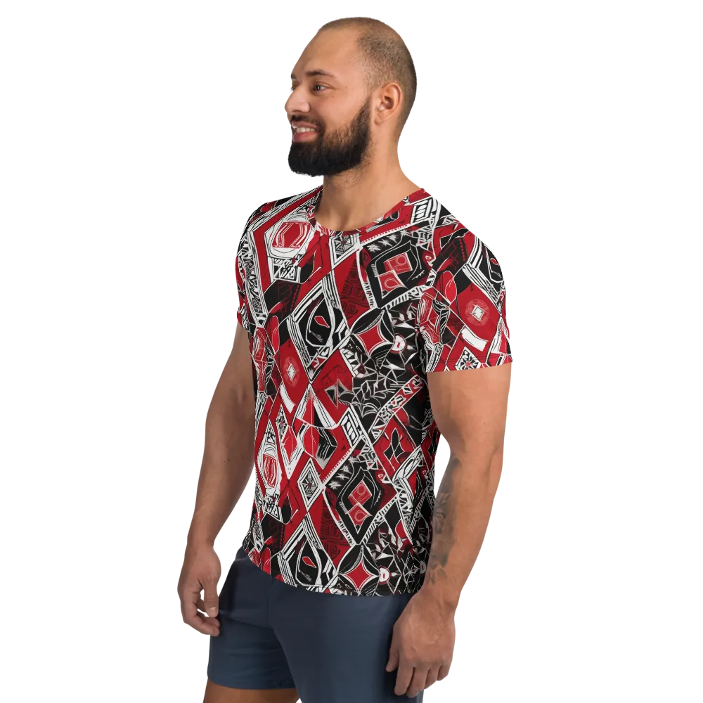 Rouge Geometry on Men's Athletic T-Shirt — Left