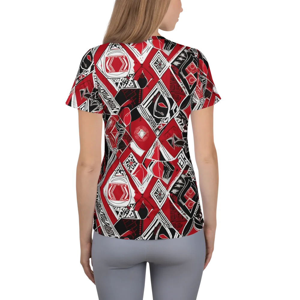 Rouge Geometry on Women's Athletic T-Shirt — Back