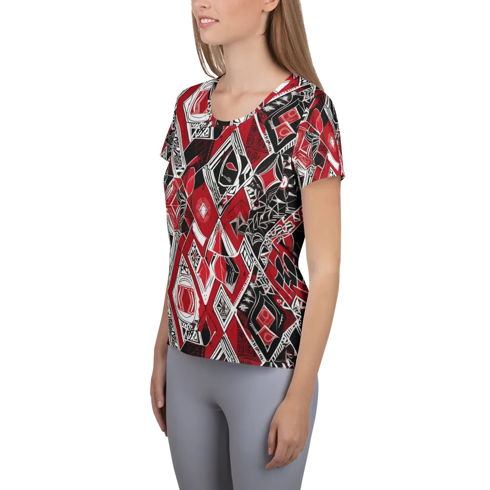 Rouge Geometry on Women's Athletic T-Shirt — Left