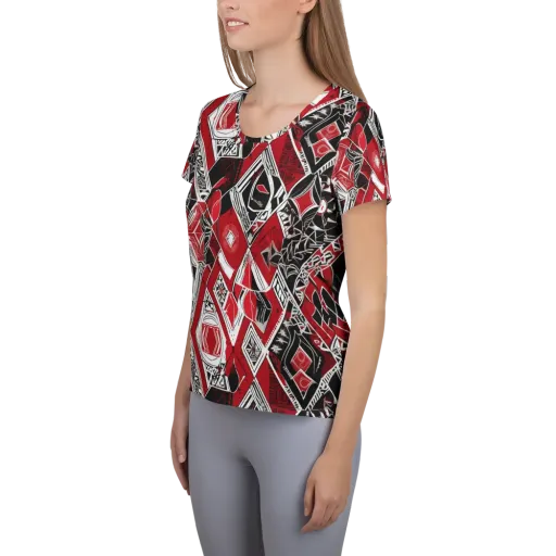 Rouge Geometry on a Women's Athletic T-Shirt