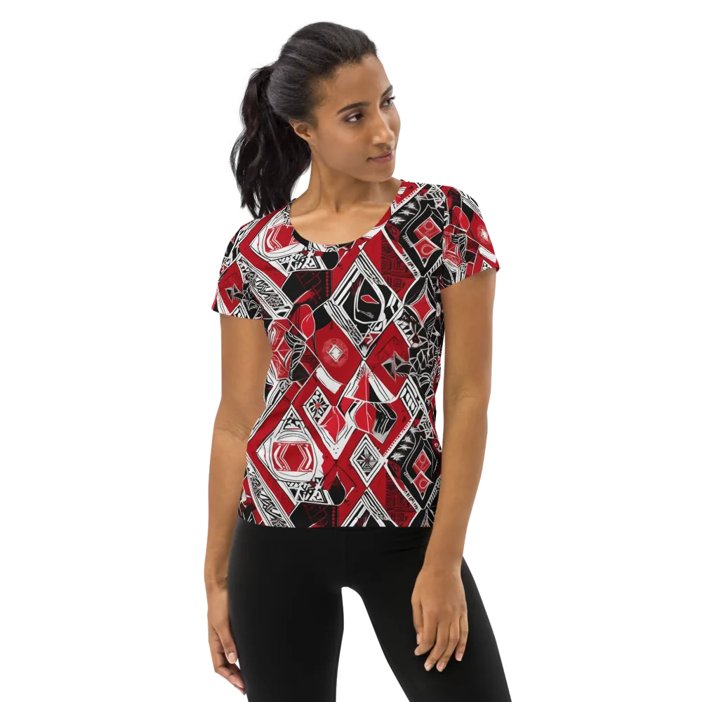 Rouge Geometry on Women's Athletic T-Shirt — Front
