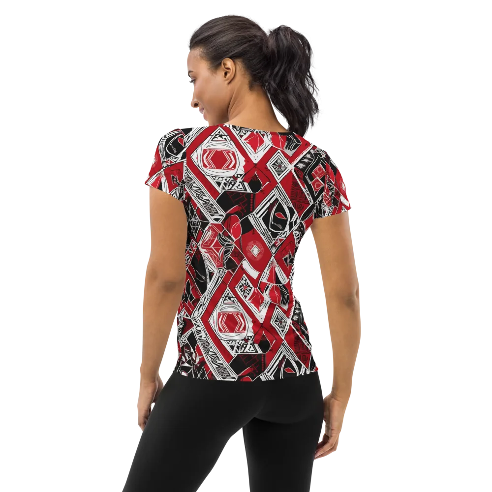 Rouge Geometry on Women's Athletic T-Shirt — Back