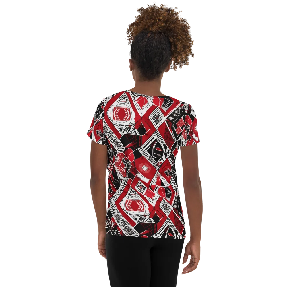Rouge Geometry on Women's Athletic T-Shirt — Back