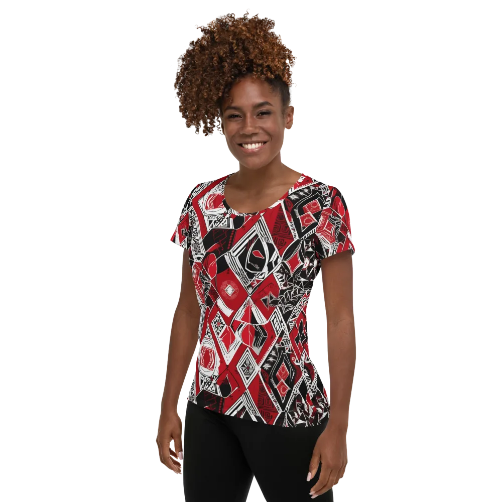 Rouge Geometry on Women's Athletic T-Shirt — Left