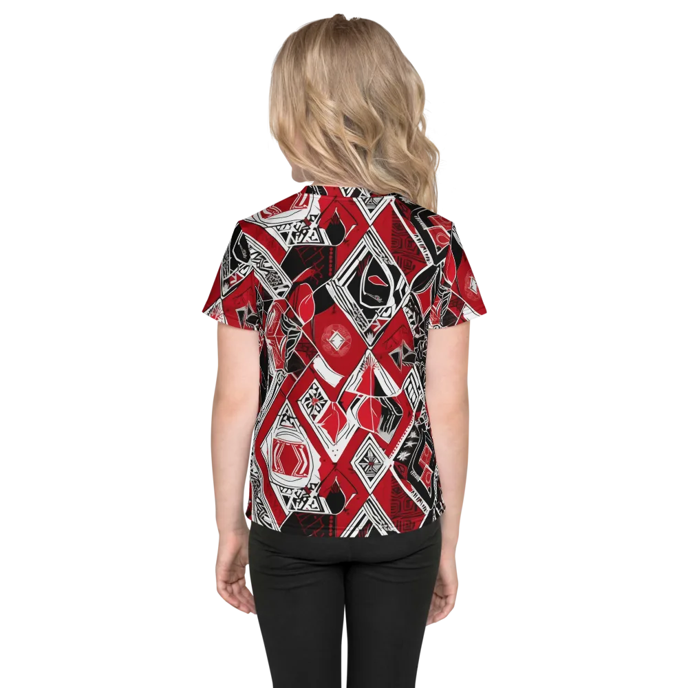 Rouge Geometry on Kids Crew Neck T-Shirt — Back