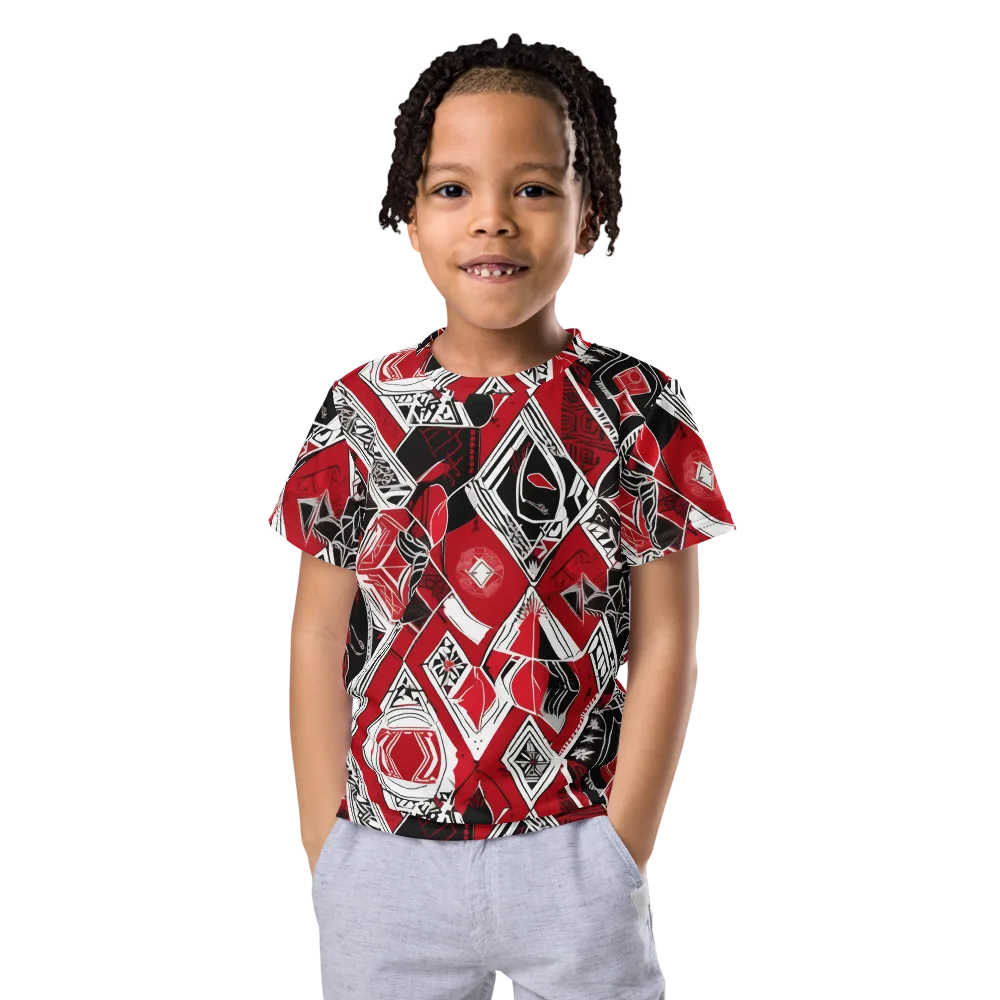 Rouge Geometry on Kids Crew Neck T-Shirt — Front