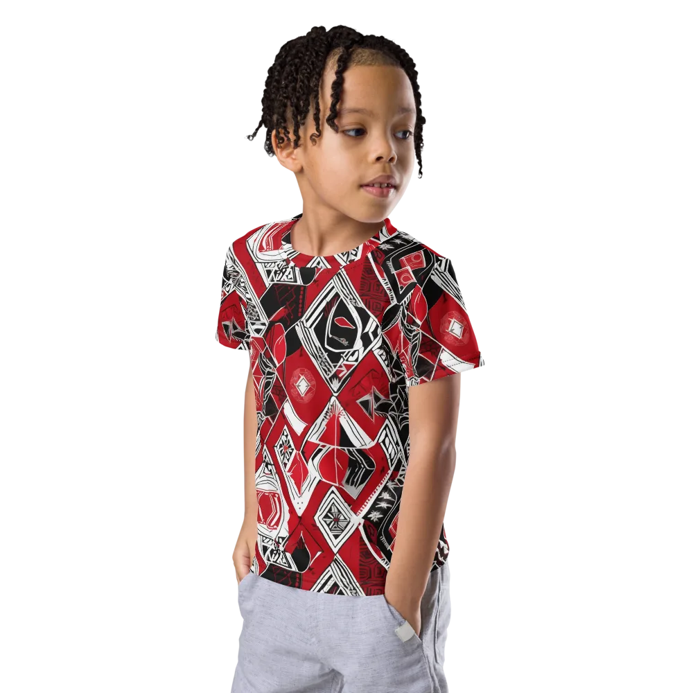 Rouge Geometry on Kids Crew Neck T-Shirt — Left Front