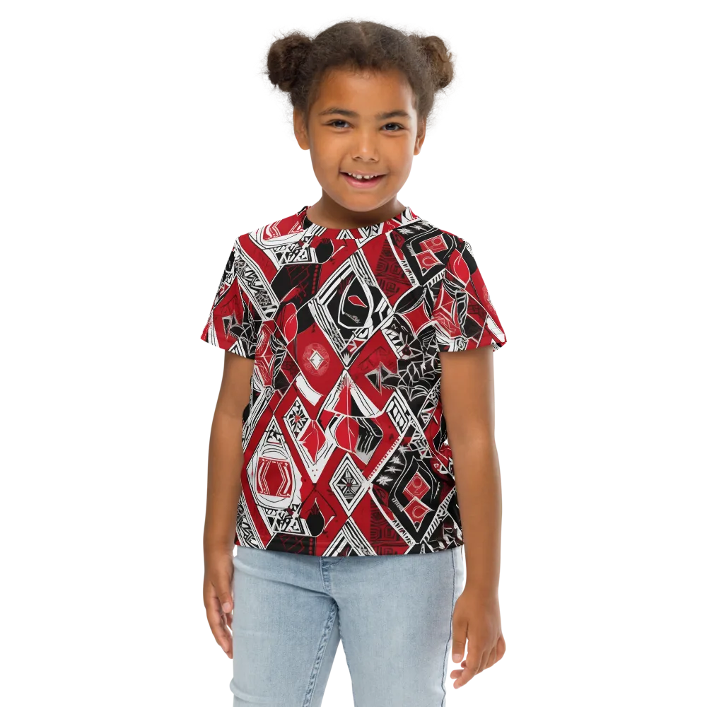 Rouge Geometry on Kids Crew Neck T-Shirt — Front