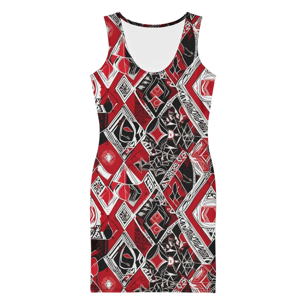 Rouge Geometry on Bodycon Dress — Front
