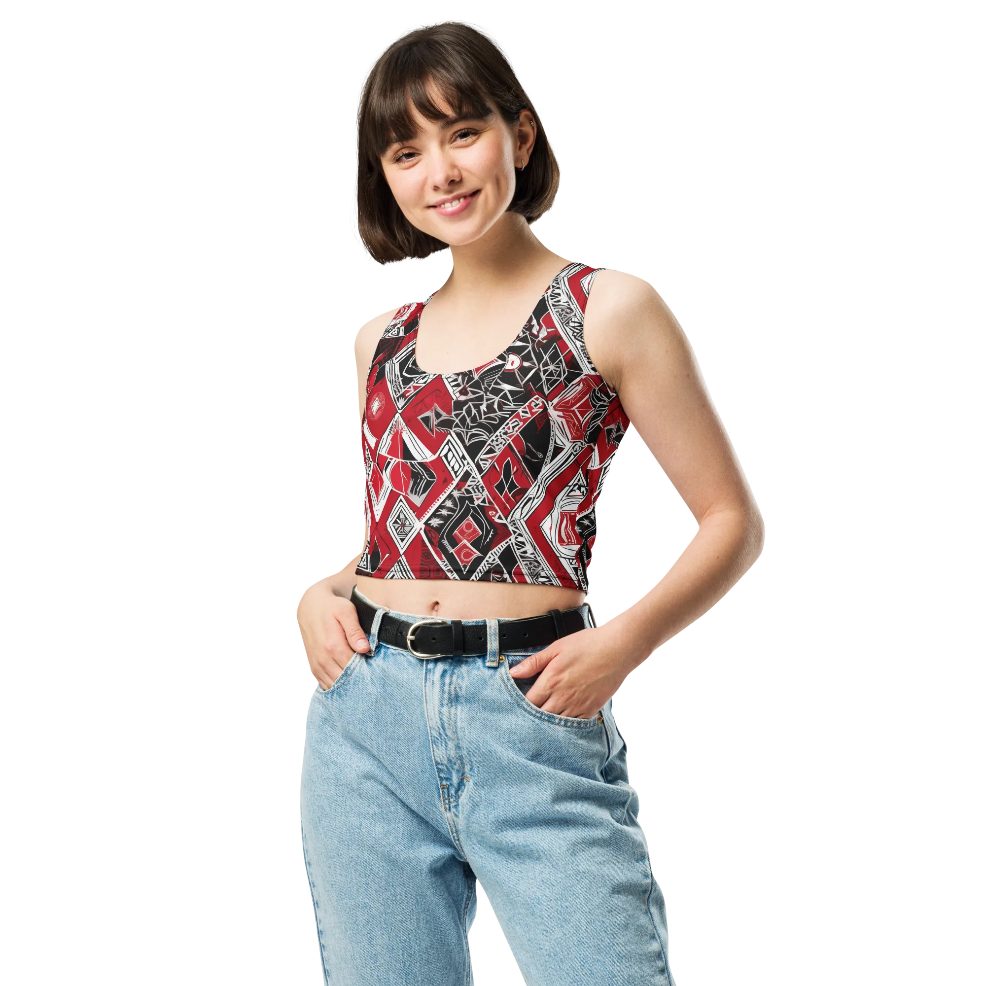 Rouge Geometry on Crop Top — Front
